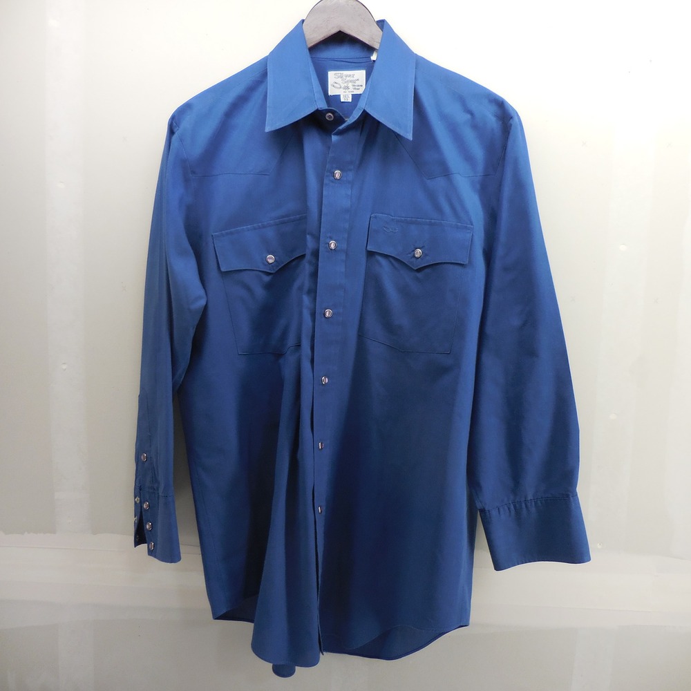 Silver Spur Western Wear Mens‎ Blue Pearl Snap Long Sleeve Shirt 16.5 x 33 105